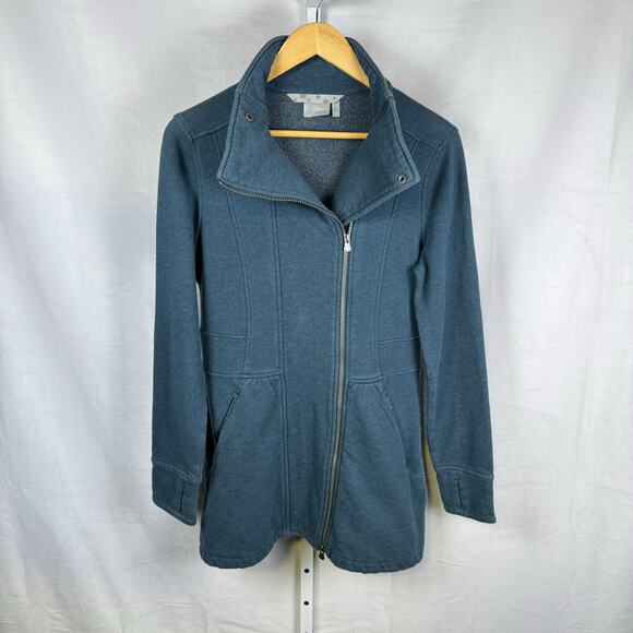 Athleta Jackets & Blazers - Athleta Peplum Long Sleeve Full Zip Sweater Coat Jacket Blue Ladies Size…